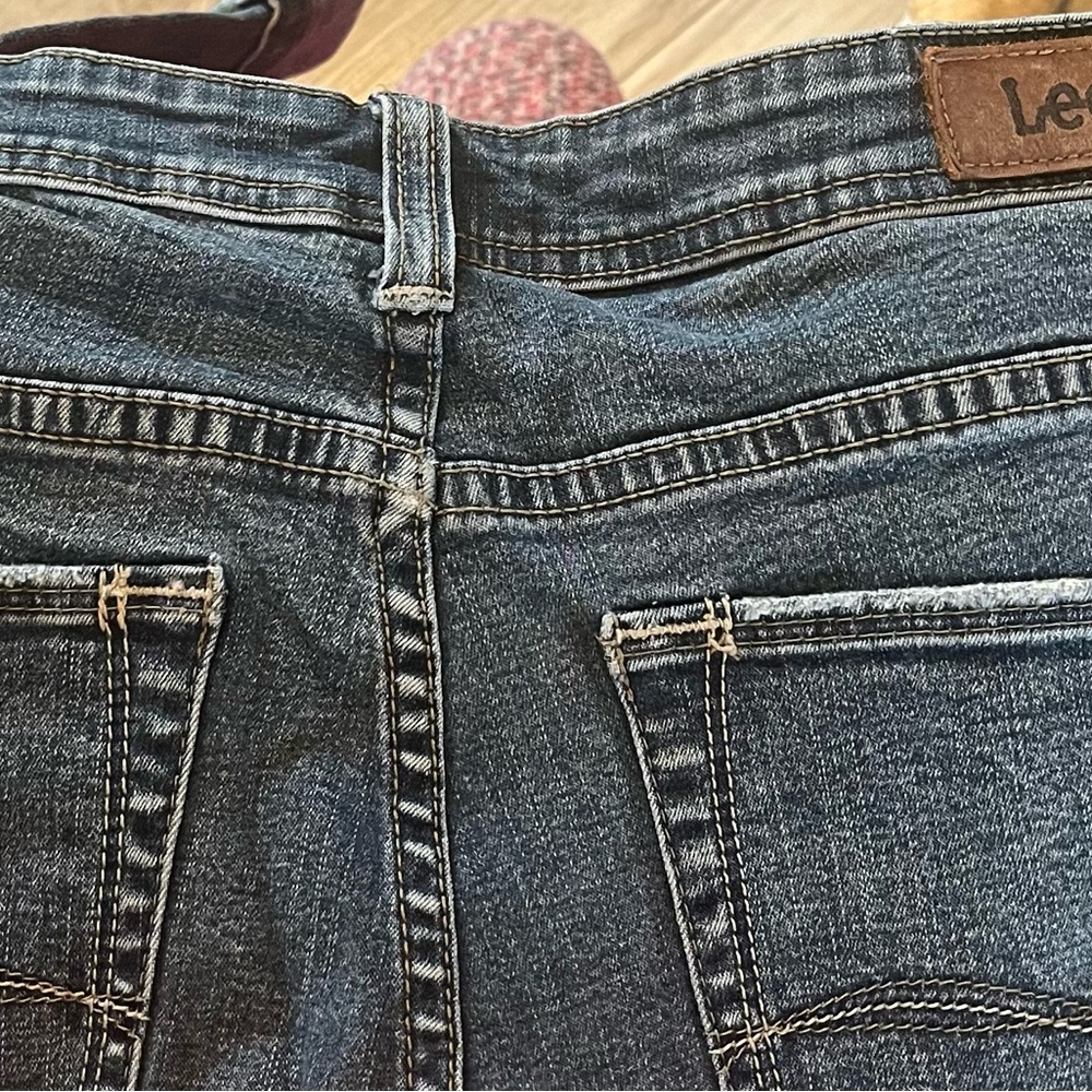 Lee Womens Dark Blue cropped cuffed Leg Jeans